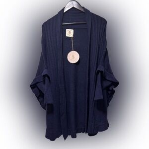 Muche & Muchette Anthropologie Mademoiselle Fuzzy Cardigan Navy One Size NWT